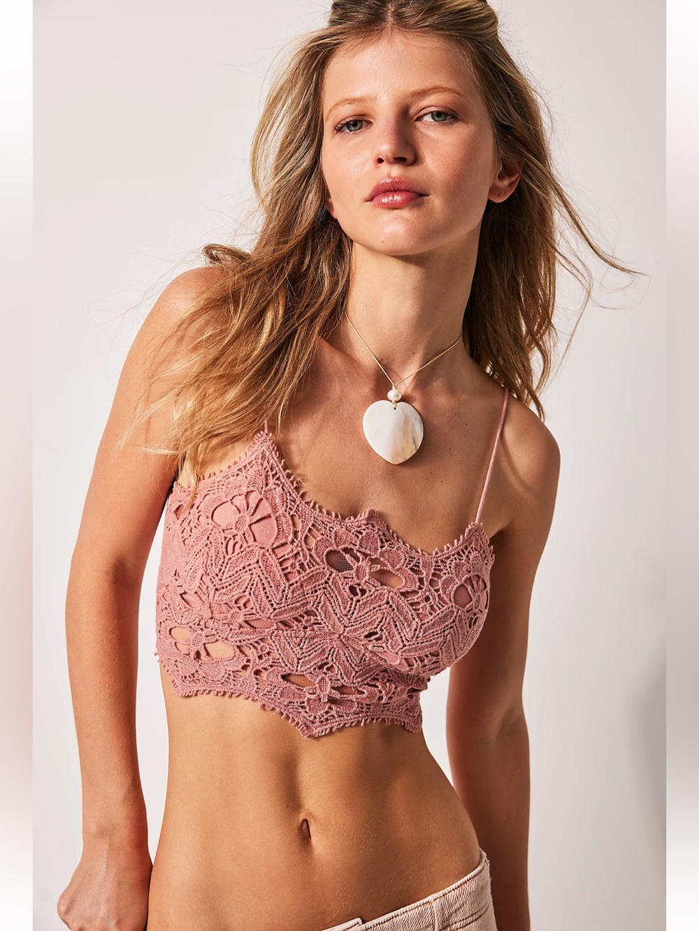 Free People One Athena Bralette Size Large Dusty Pink